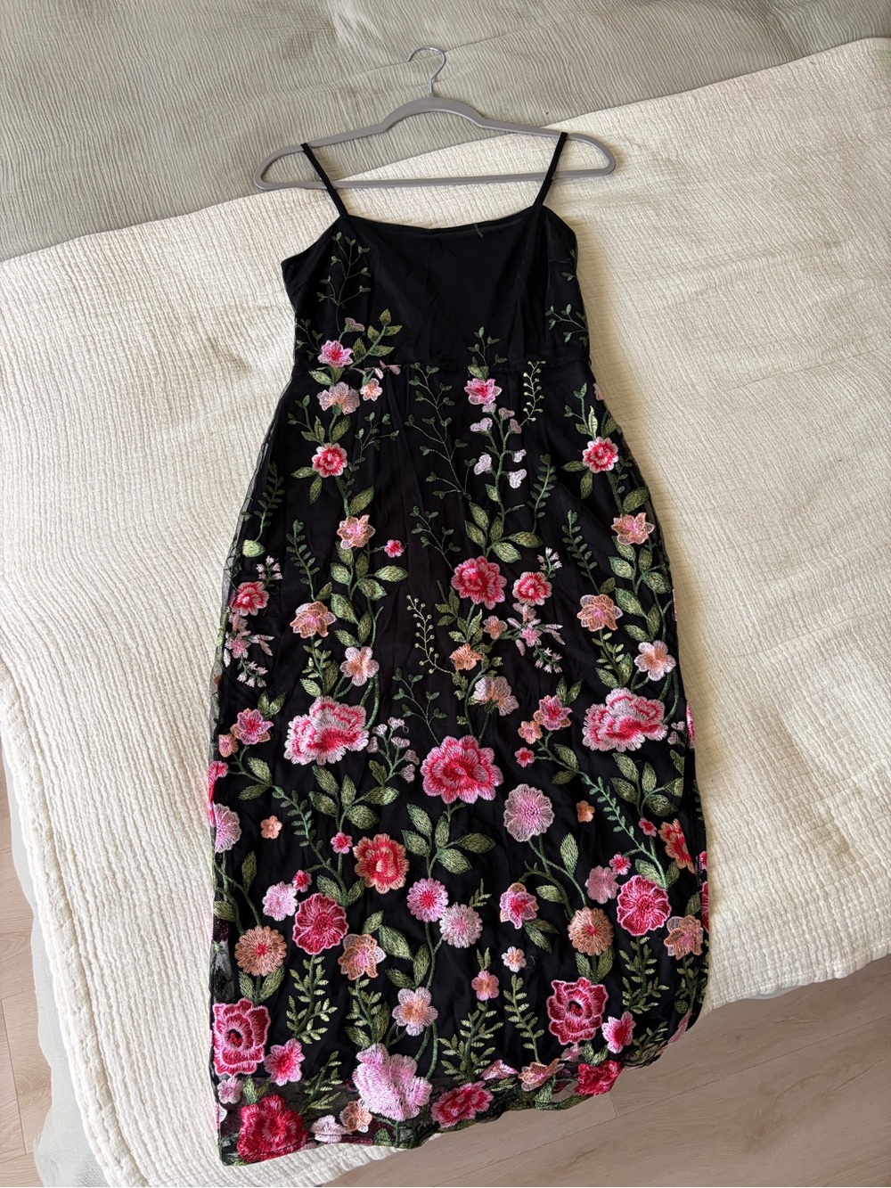 Lulu’s Black Floral Embroidered Slip Dress - Elegant Evening Dress